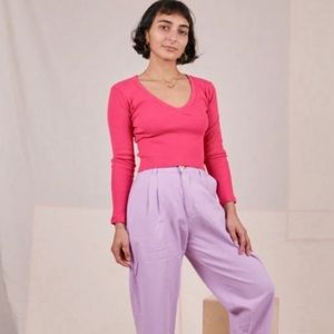 Big bud press many colors long sleeve v neck tee bubblegum pink size xs.